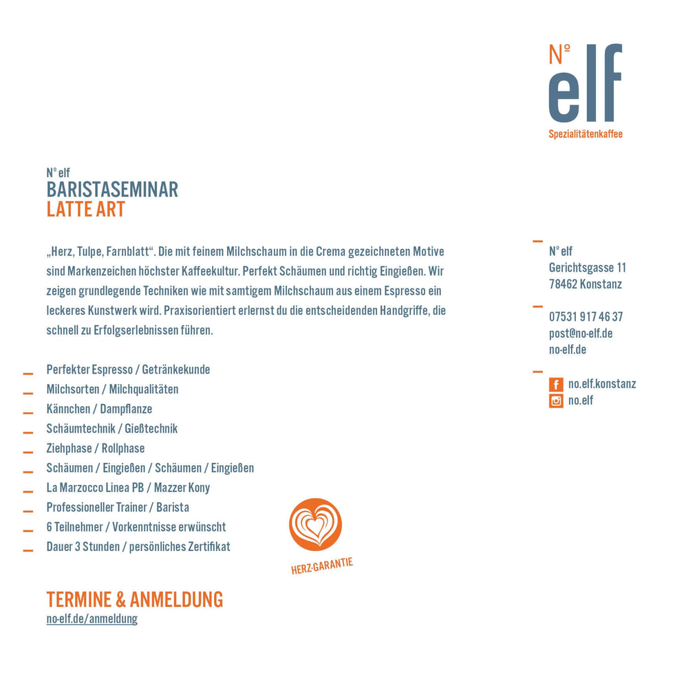 Gutschein Baristaseminar Latte Art - No. elf Spezialitätenkaffee