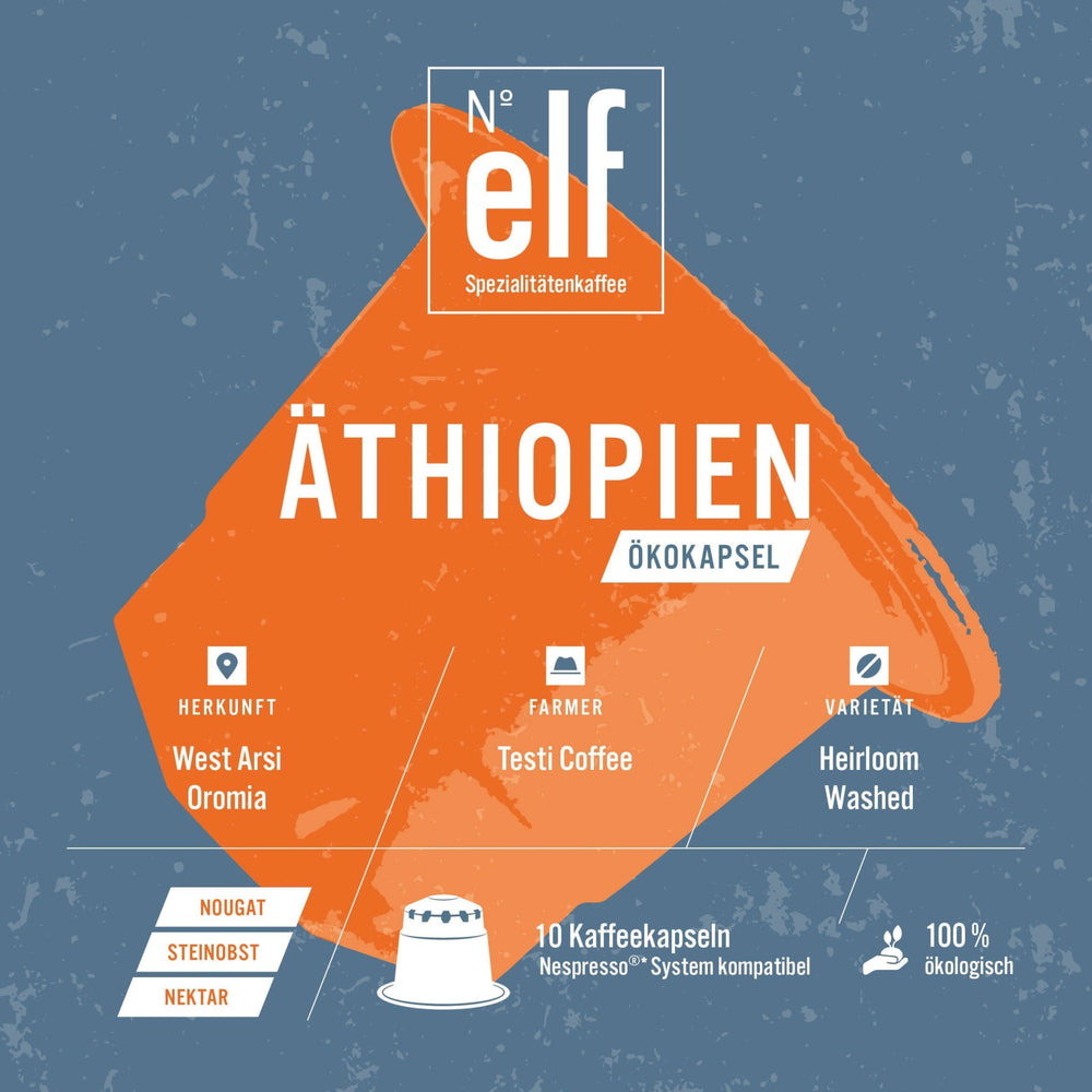 Kaffeekapsel ÄTHIOPIEN West Arsi Ökokapsel - No. elf Spezialitätenkaffee