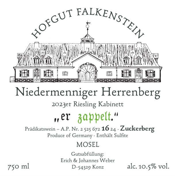 Hofgut Falkenstein 2023er SAAR Riesling Kabinett "er zappelt."