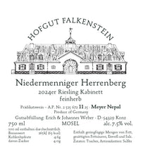 Hofgut Falkenstein 2024er SAAR Riesling Niedermenninger Herrenberg Kabinett feinherb - No. elf Spezialitätenkaffee