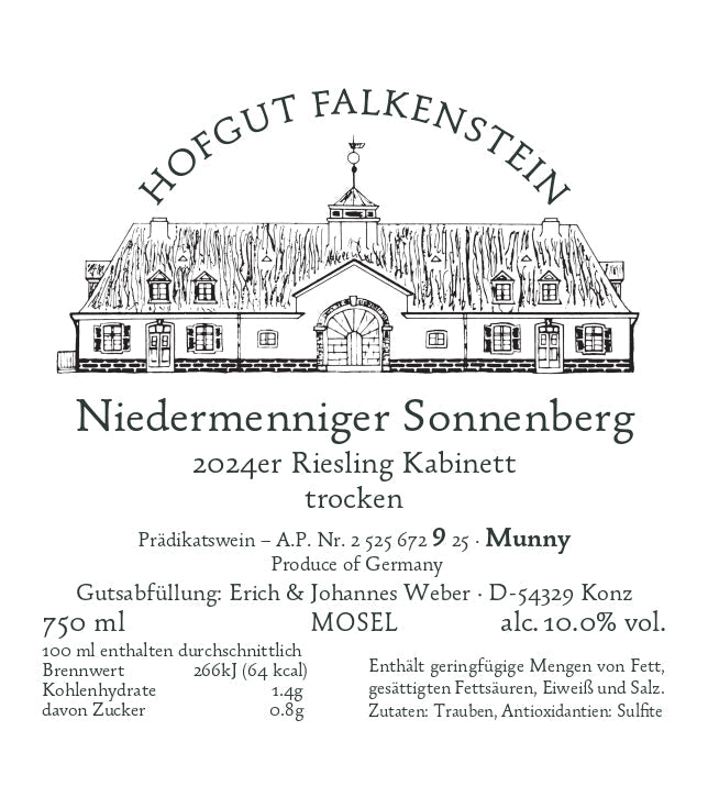 Hofgut Falkenstein 2024er SAAR Riesling Niedermenninger Sonnenberg Kabinett trocken - No. elf Spezialitätenkaffee