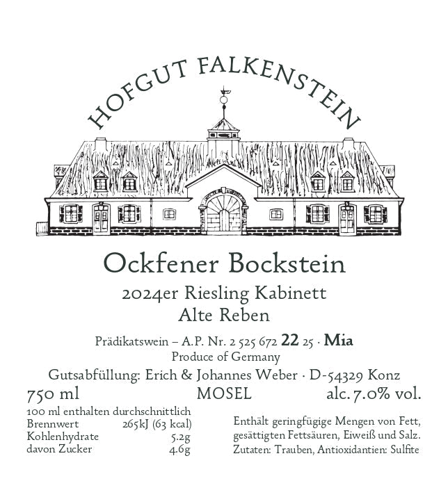 Hofgut Falkenstein 2024er SAAR Riesling Ockfener Bockstein "Alte Reben" Kabinett - No. elf Spezialitätenkaffee