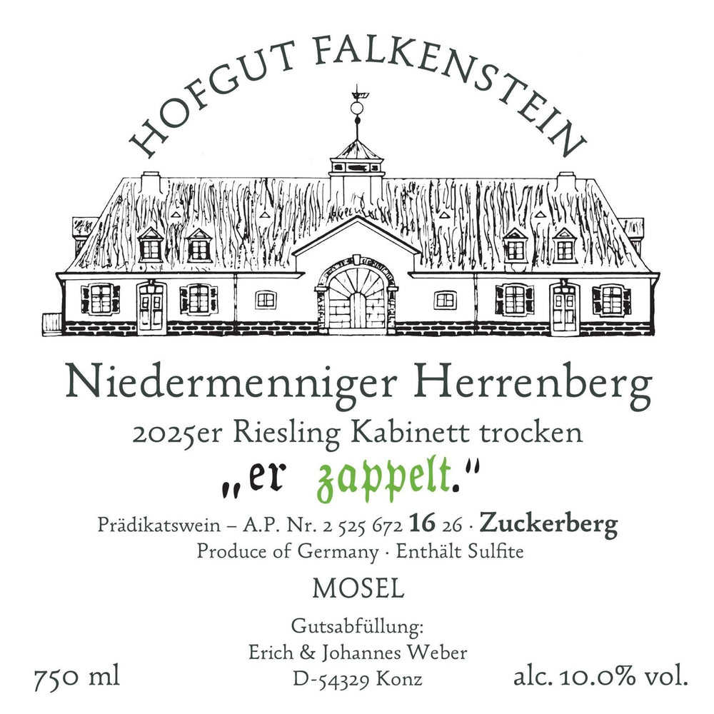 Hofgut Falkenstein 2025er SAAR Riesling Kabinett "er zappelt." - No. elf Spezialitätenkaffee