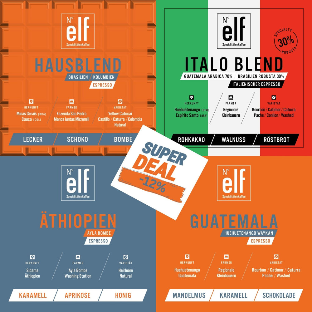 Kaffeebohnen ESPRESSO Probier-Quartett - No. elf Spezialitätenkaffee