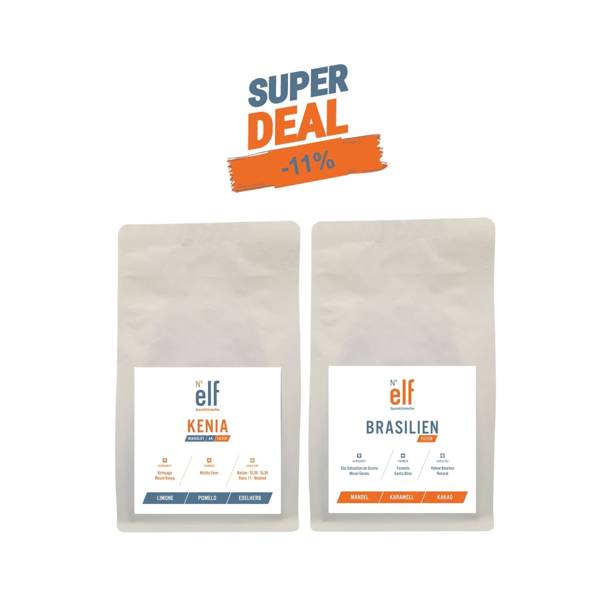 Kaffeebohnen FILTERKAFFEE Probier - Duo - No. elf Spezialitätenkaffee