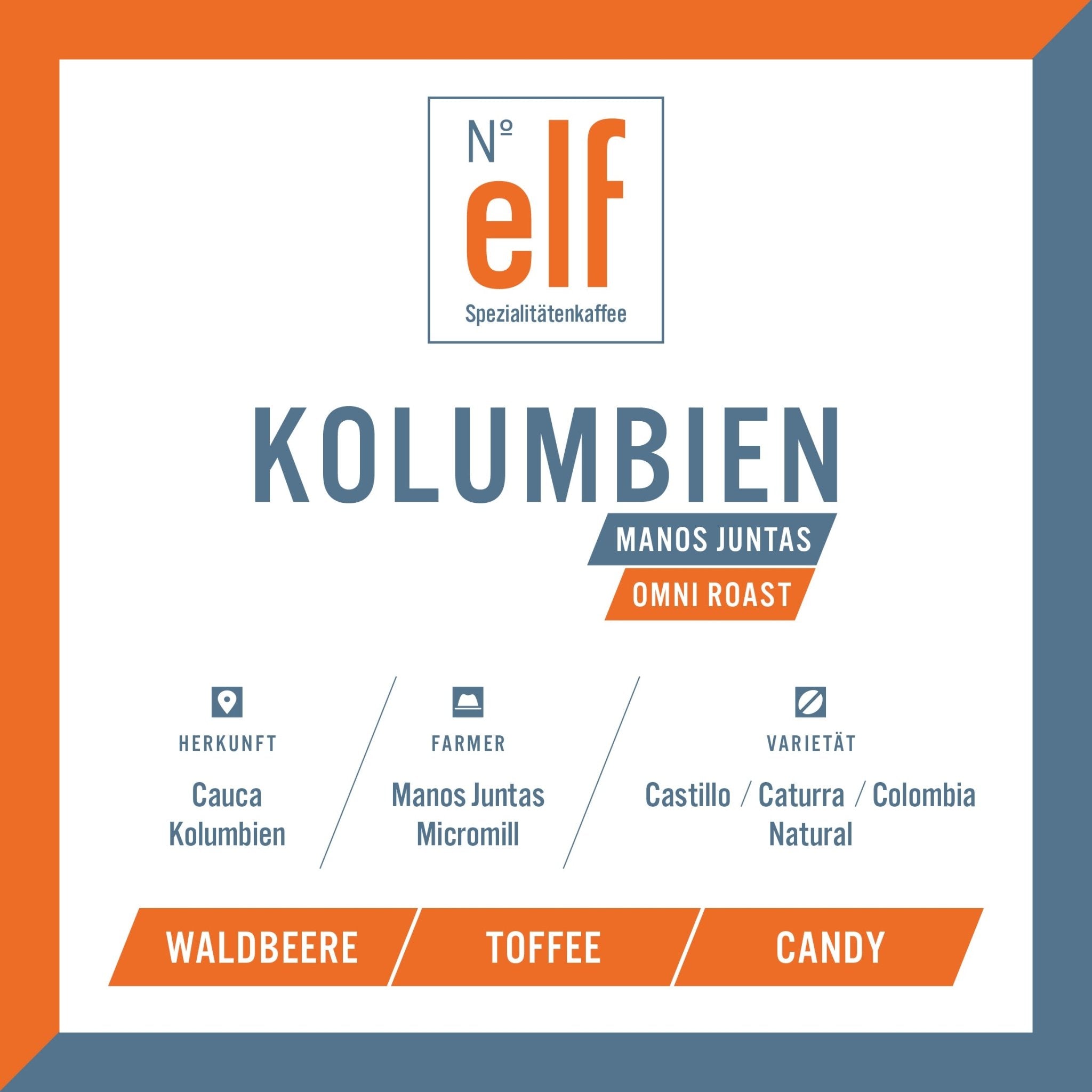 Kaffeebohnen KOLUMBIEN Manos Juntas Micromill - No. elf Spezialitätenkaffee