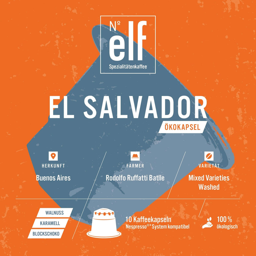 Kaffeekapsel EL SALVADOR Buenos Aires Ökokapsel - No. elf Spezialitätenkaffee