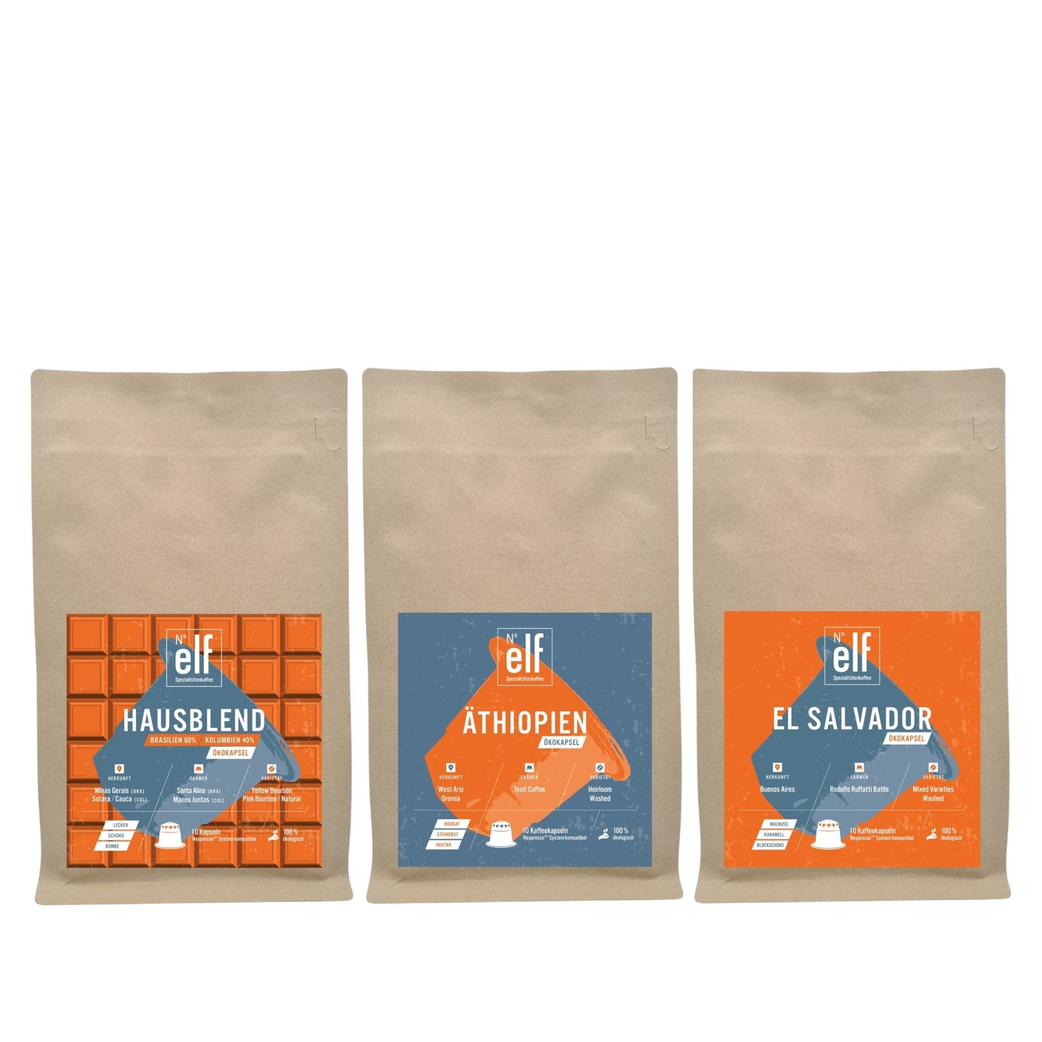 Kaffeekapsel Probier - Trio Ökokapsel - No. elf Spezialitätenkaffee